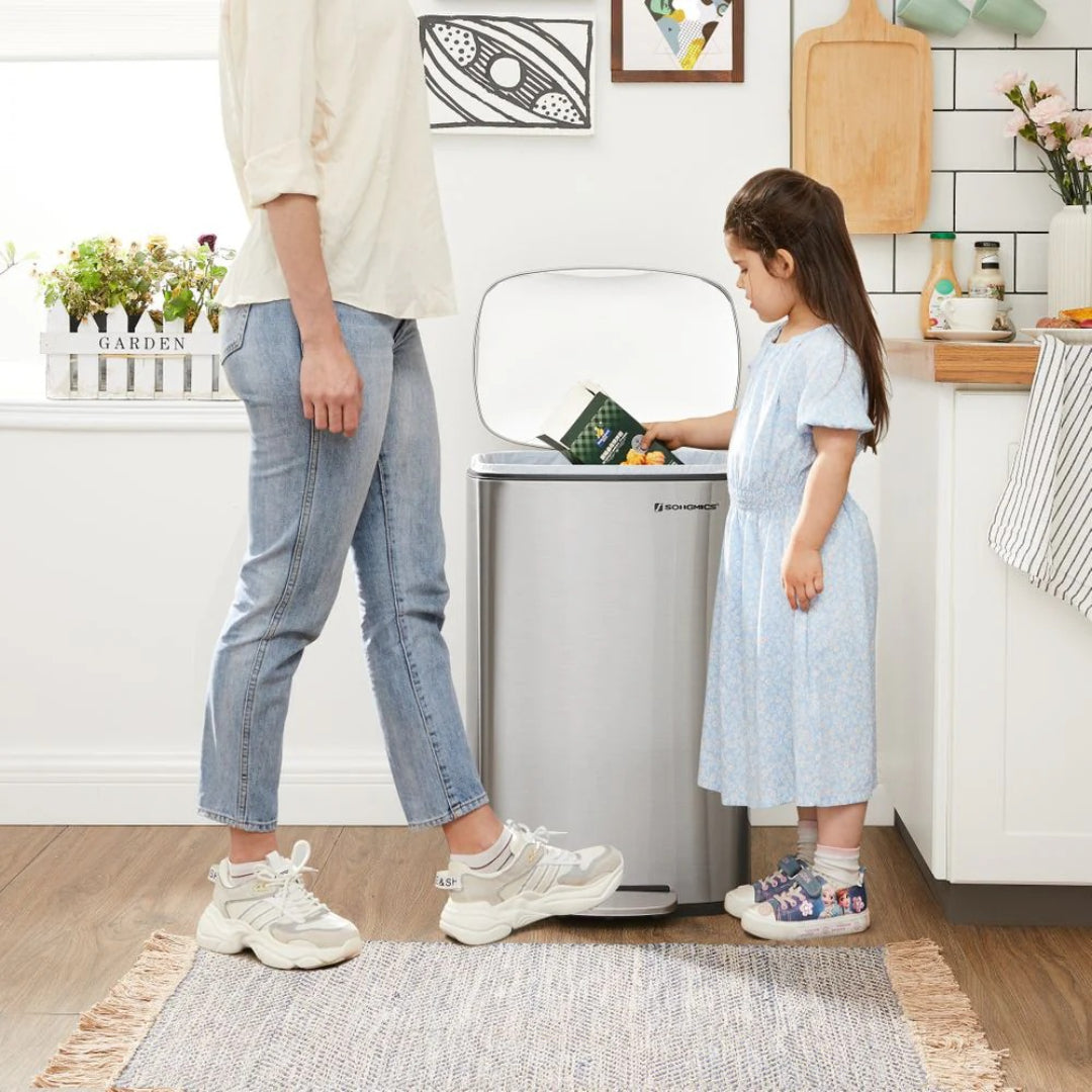 13-Gallon Stainless Steel Step Trash Can with Soft-Close Lid