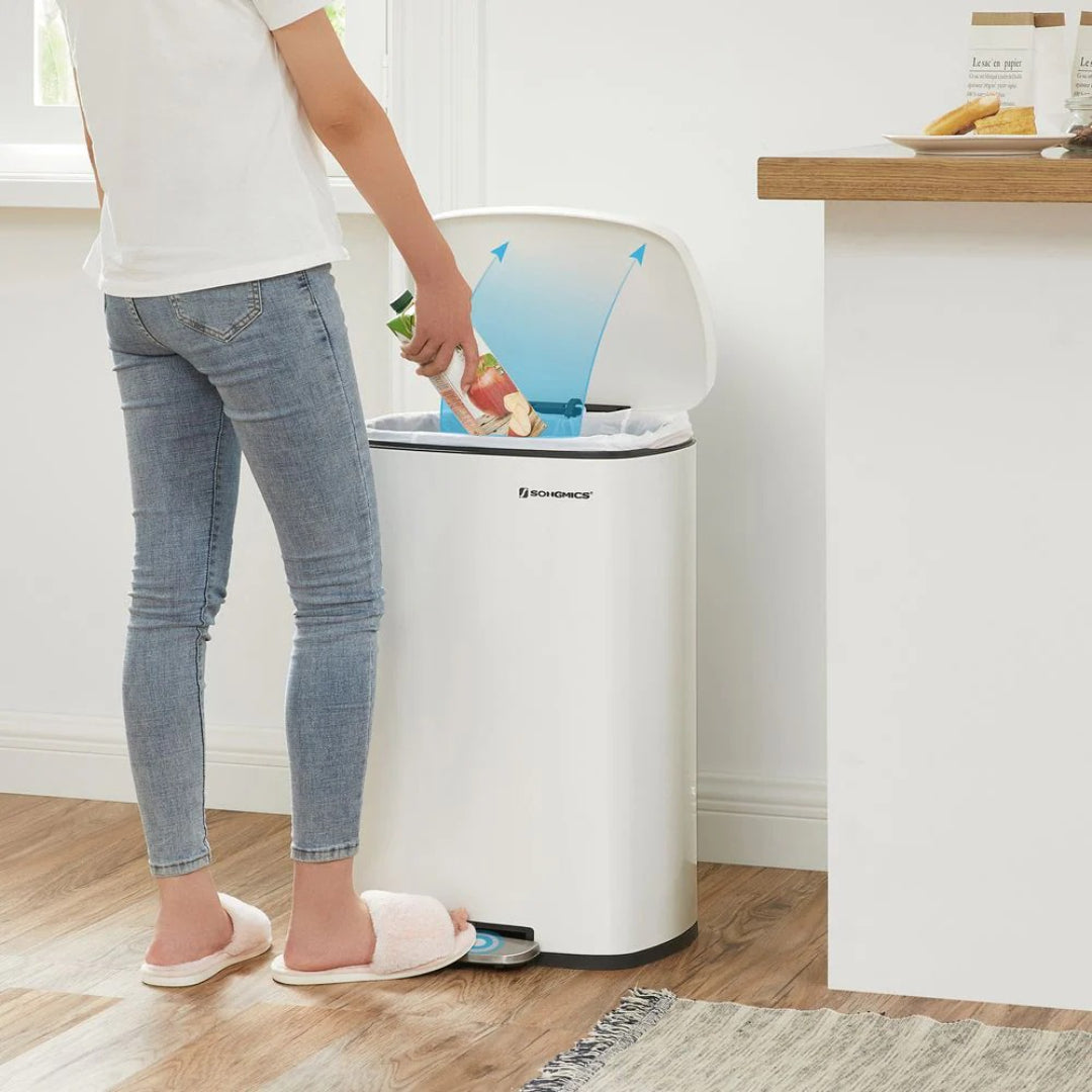 13-Gallon Stainless Steel Step Trash Can with Soft-Close Lid