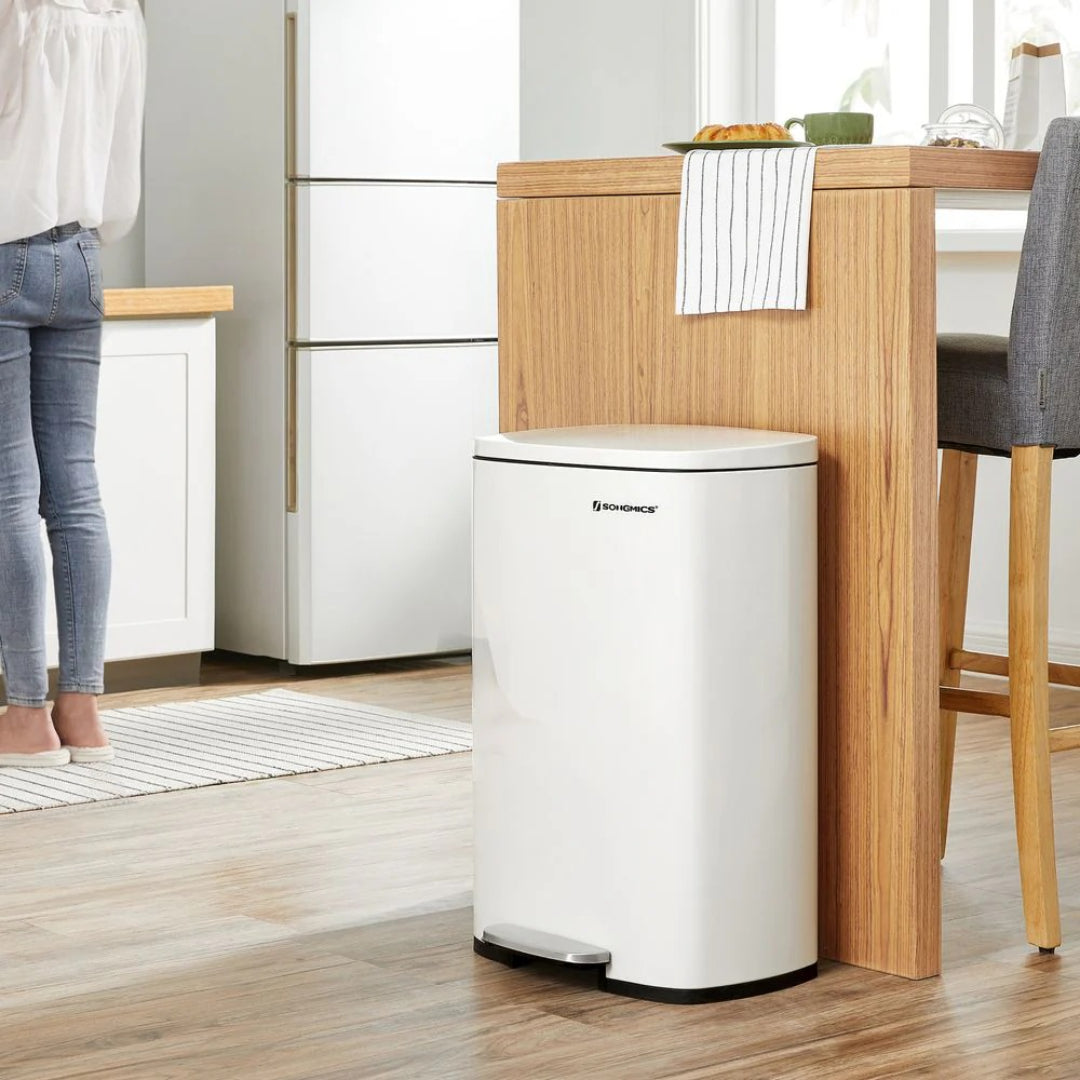 13-Gallon Stainless Steel Step Trash Can with Soft-Close Lid