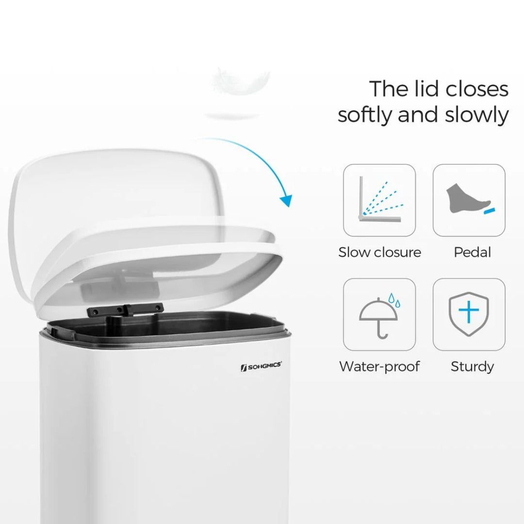 13-Gallon Stainless Steel Step Trash Can with Soft-Close Lid