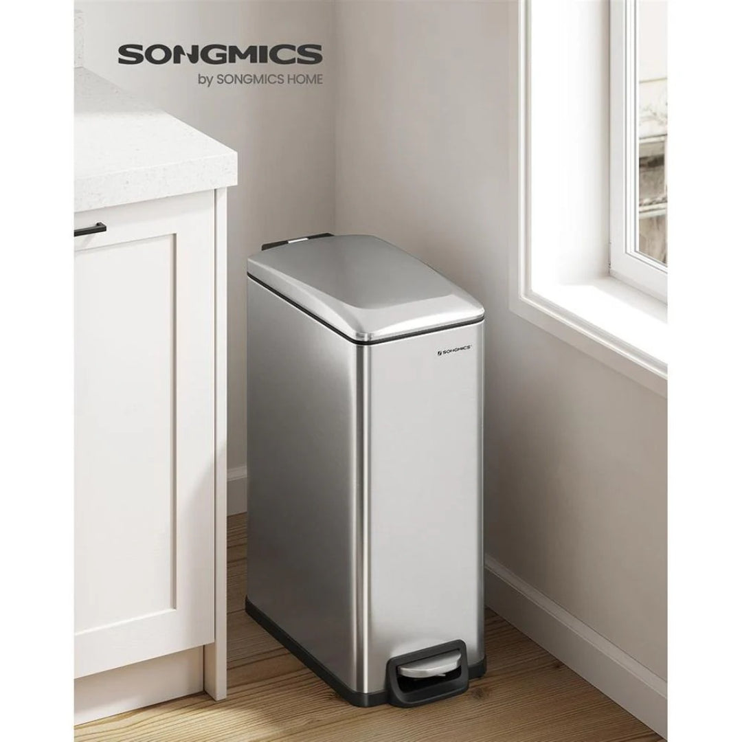 13-Gallon Slim Kitchen Trash Can with Soft-Close Lid and Inner Bucket