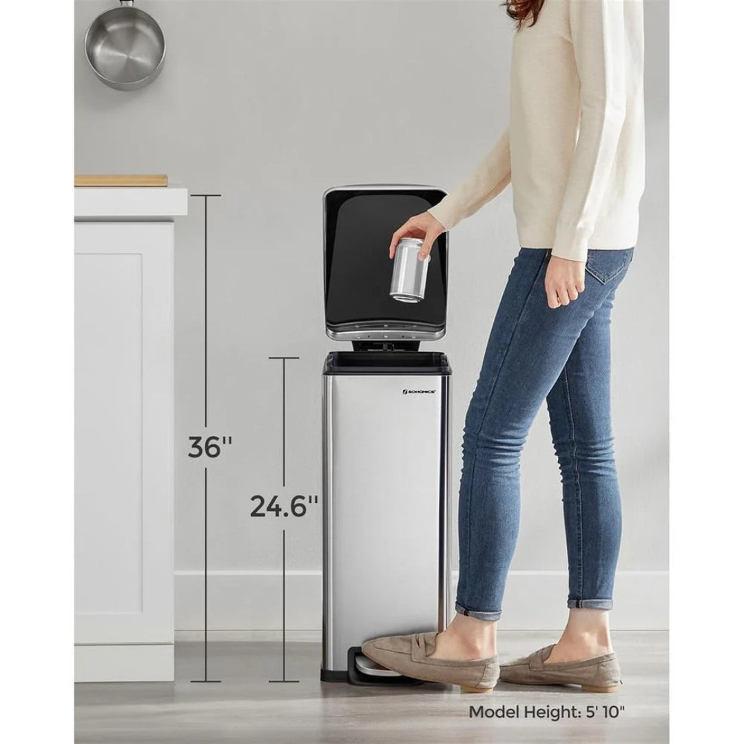 13-Gallon Slim Kitchen Trash Can with Soft-Close Lid and Inner Bucket