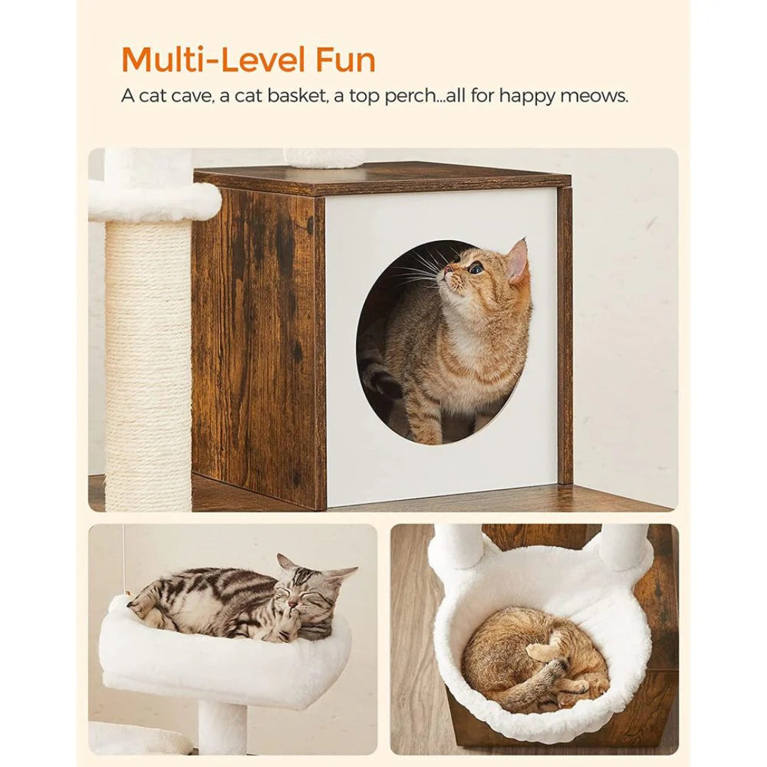 Cat Tree With Litter Box Enclosure Multi Level Cat Tower 22.6in
