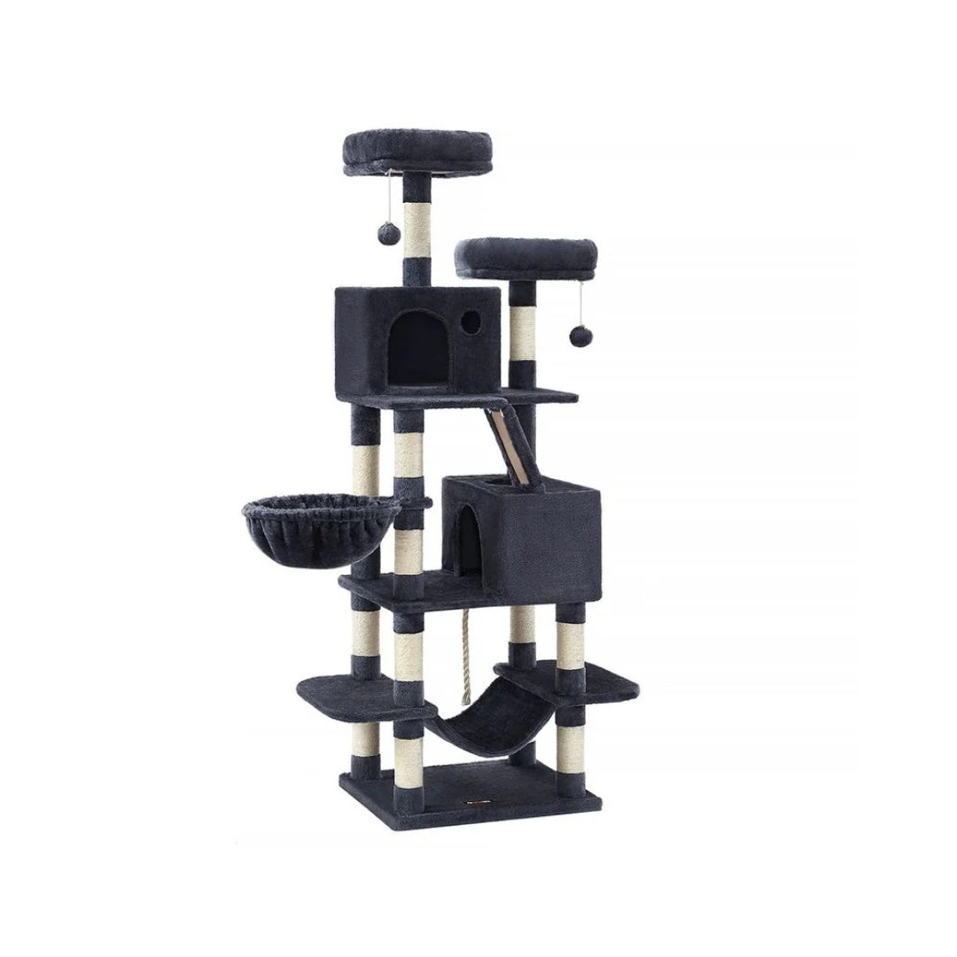 Cat Tree 66.1in Multi Level Cat Tower With Perches Caves Hammock