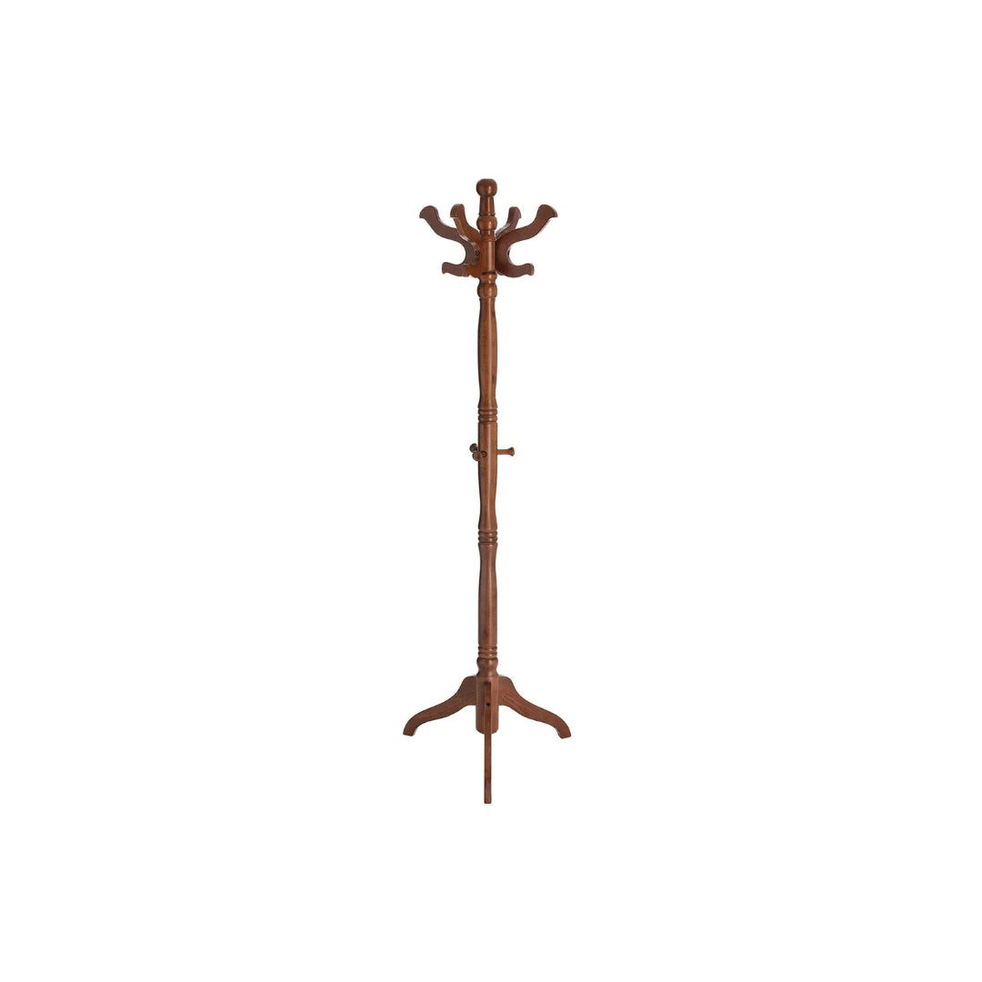 Freestanding Coat Rack With 11 Hooks, Solid Wood Stand
