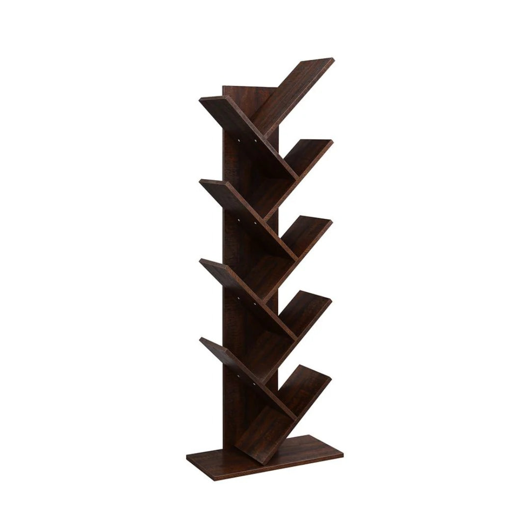 9 Tier Tree Bookshelf Space Saving Bookcase Storage Shelf