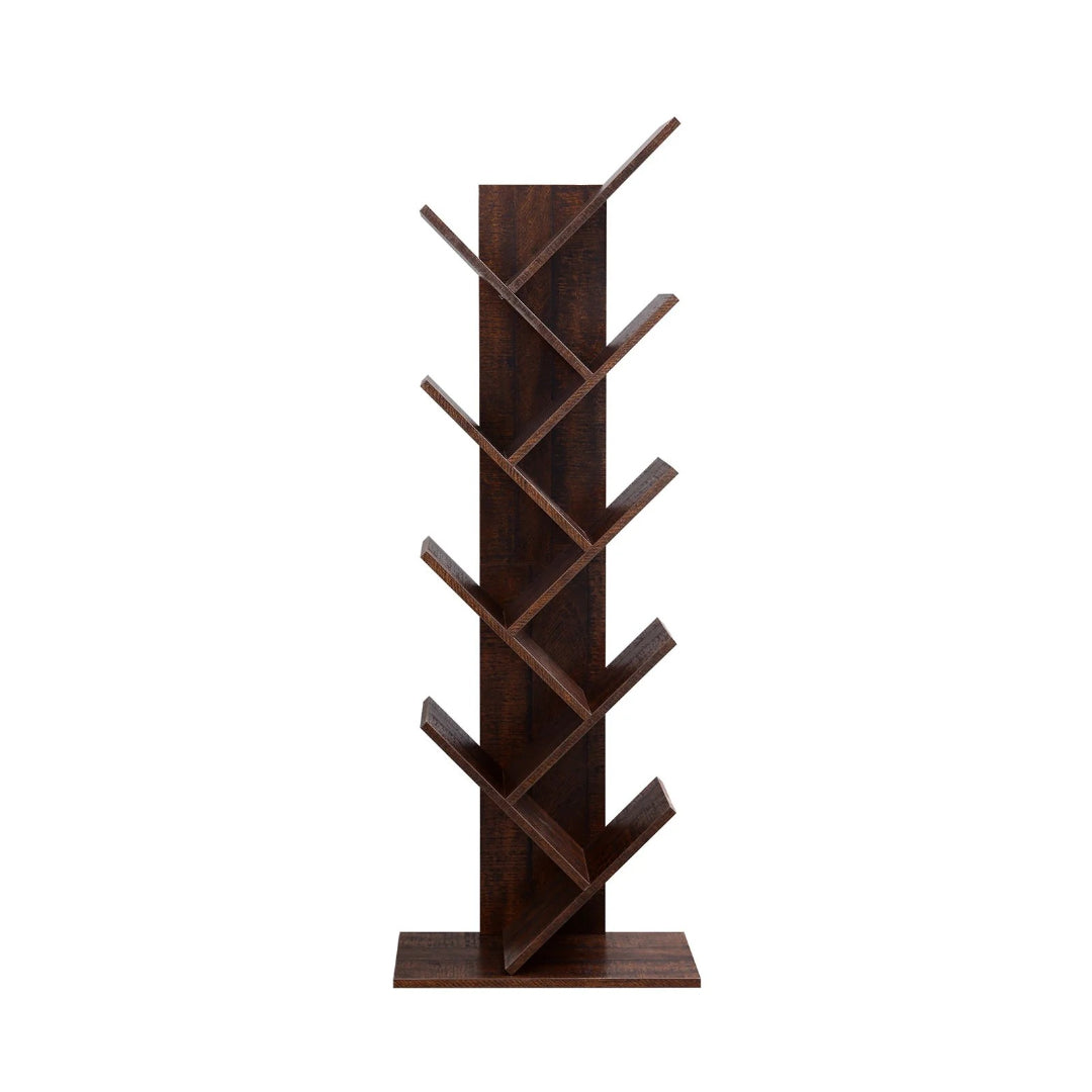 9 Tier Tree Bookshelf Space Saving Bookcase Storage Shelf
