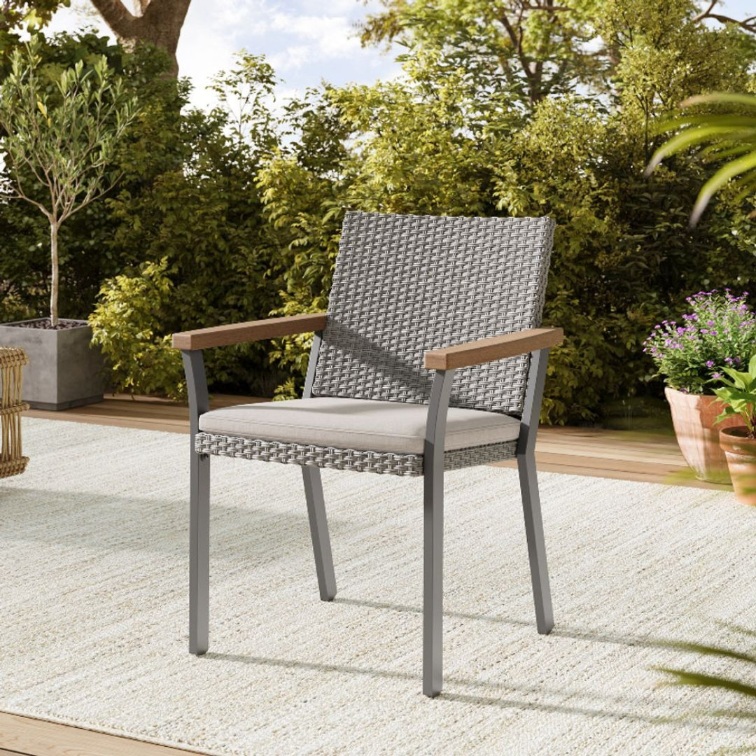 Dining Chair Outdoor Patio Chair With Cushioned Seat 265lb Capacity