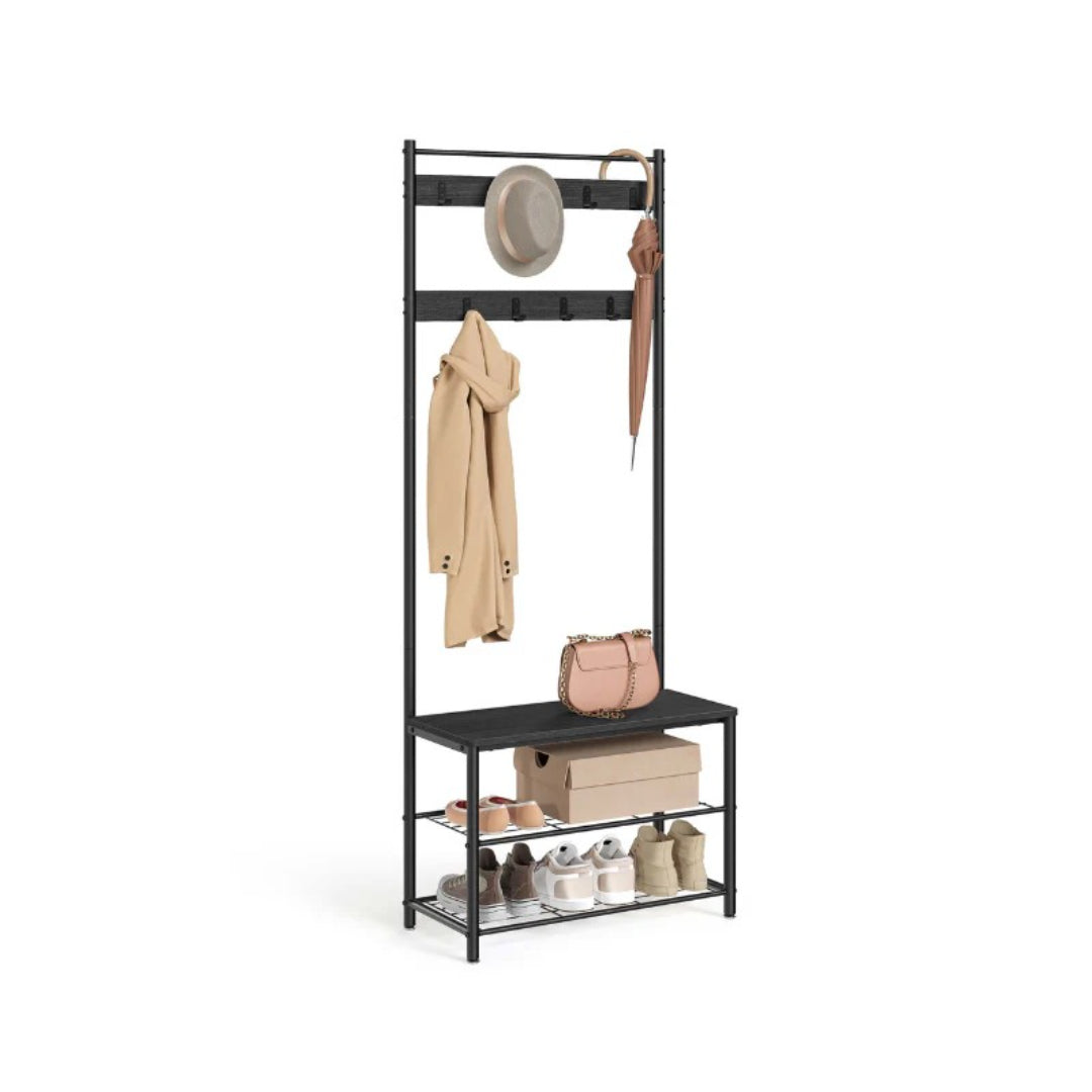 Coat Rack With Shoe Storage Bench And 9 Hooks Entryway Hall Tree