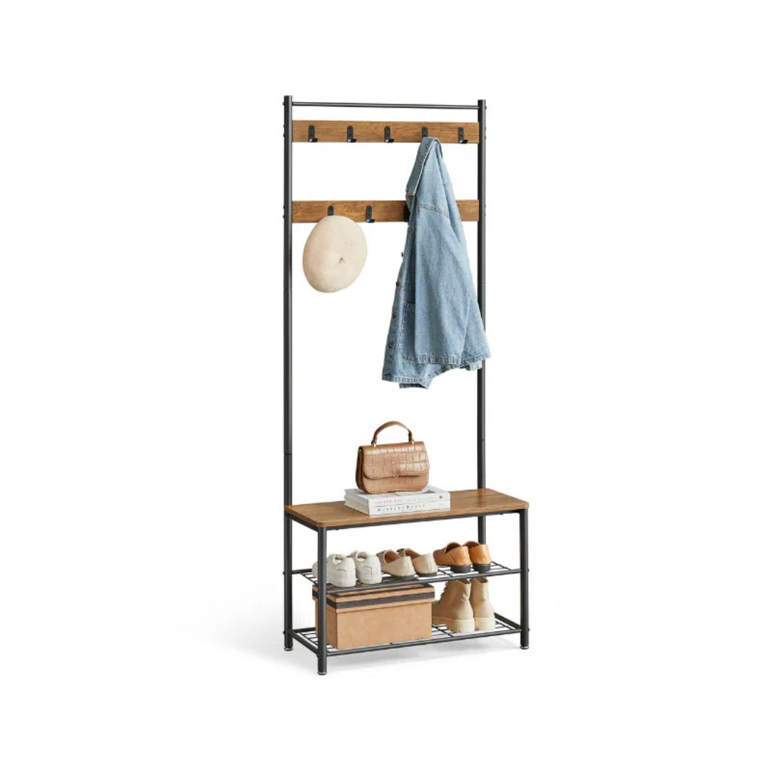 Coat Rack With Shoe Storage Bench And 9 Hooks Entryway Hall Tree