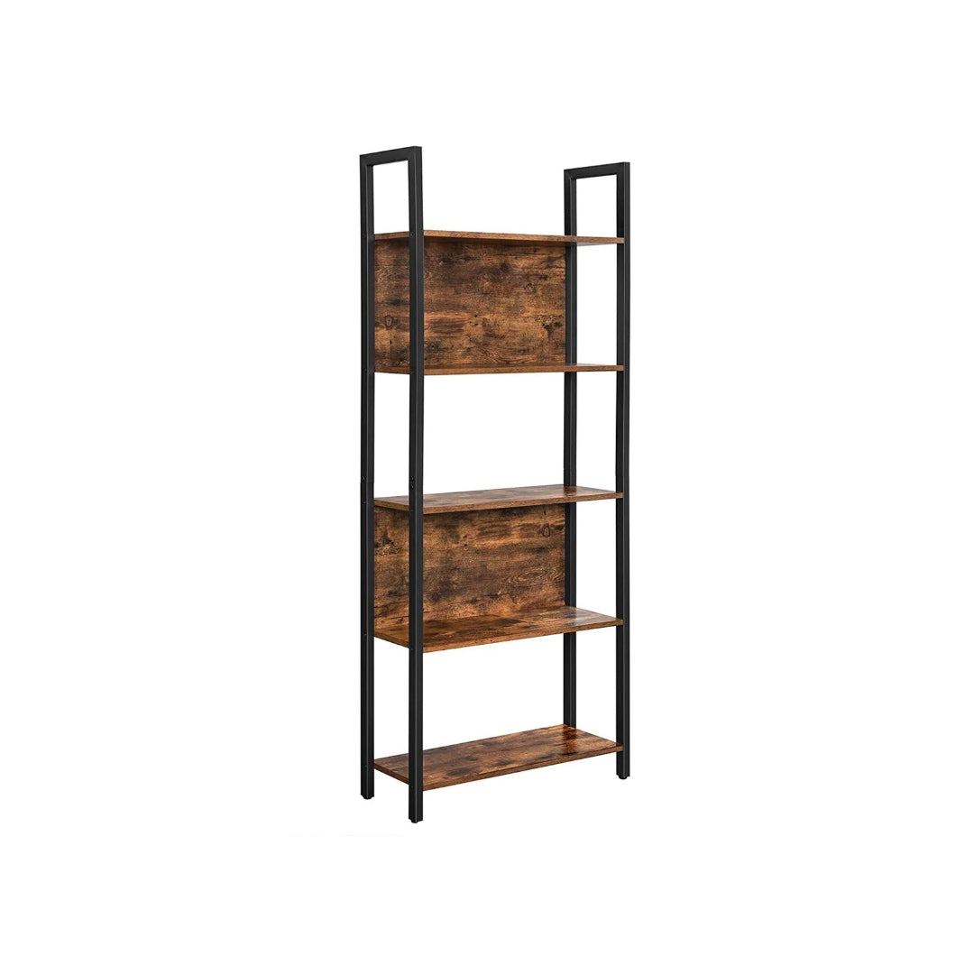 5 Tier Bookshelf With Steel Frame Industrial Bookcase