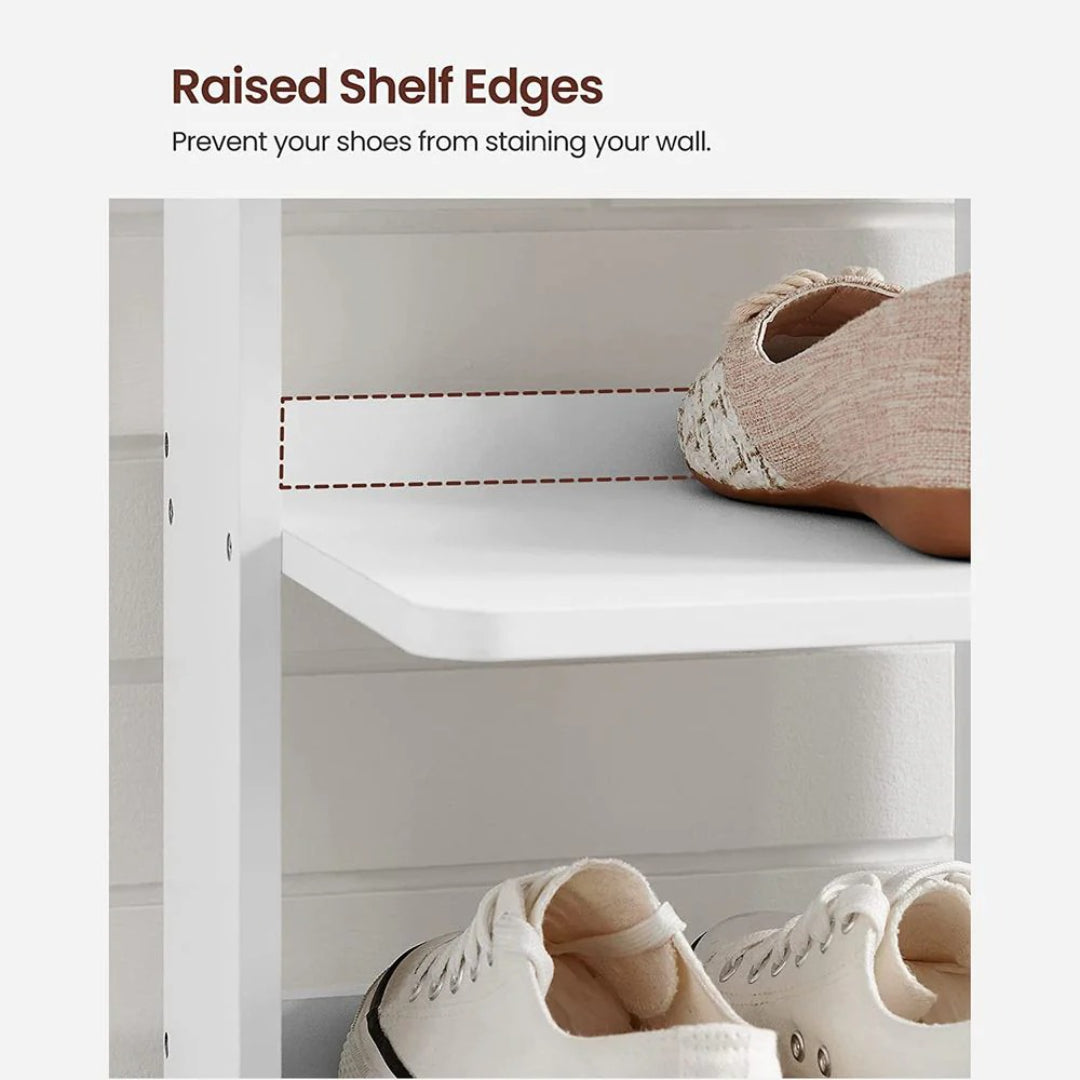 7 Tier Slim Shoe Rack With Hooks, Narrow Shoe Storage Organizer