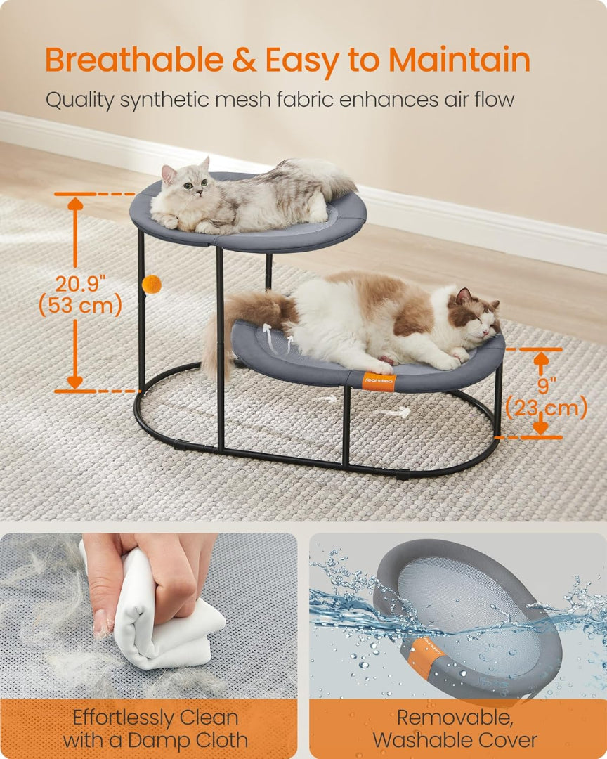 Elevated Cat Bed 2 Tier Raised Pet Bed With Mesh Platform