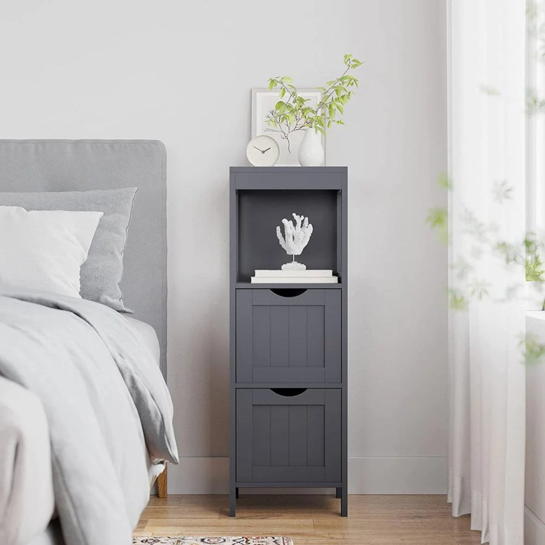 Bathroom Floor Cabinet With 2 Drawers Slim Storage 35in High