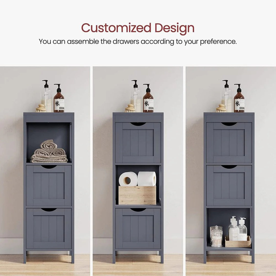 Bathroom Floor Cabinet With 2 Drawers Slim Storage 35in High