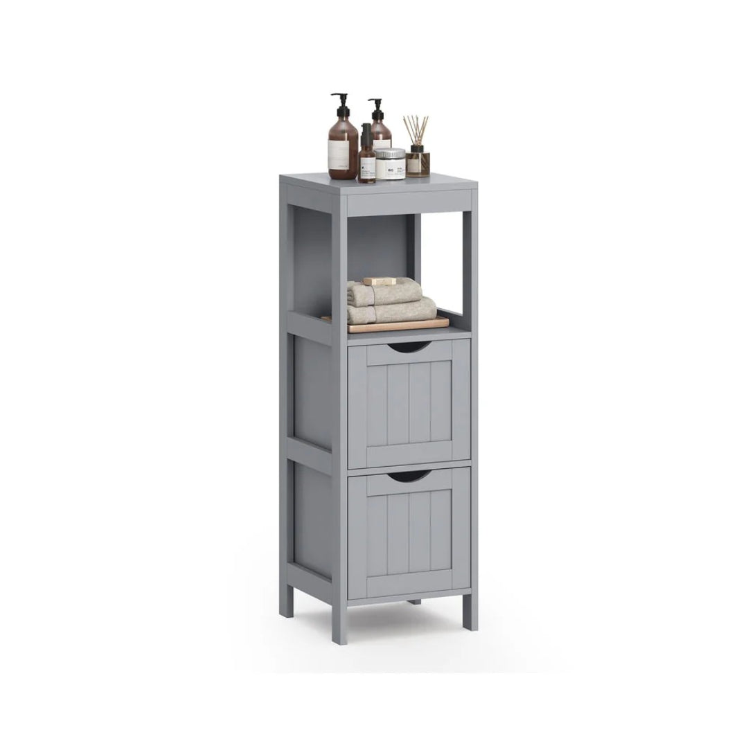 Bathroom Floor Cabinet With 2 Drawers Slim Storage 35in High