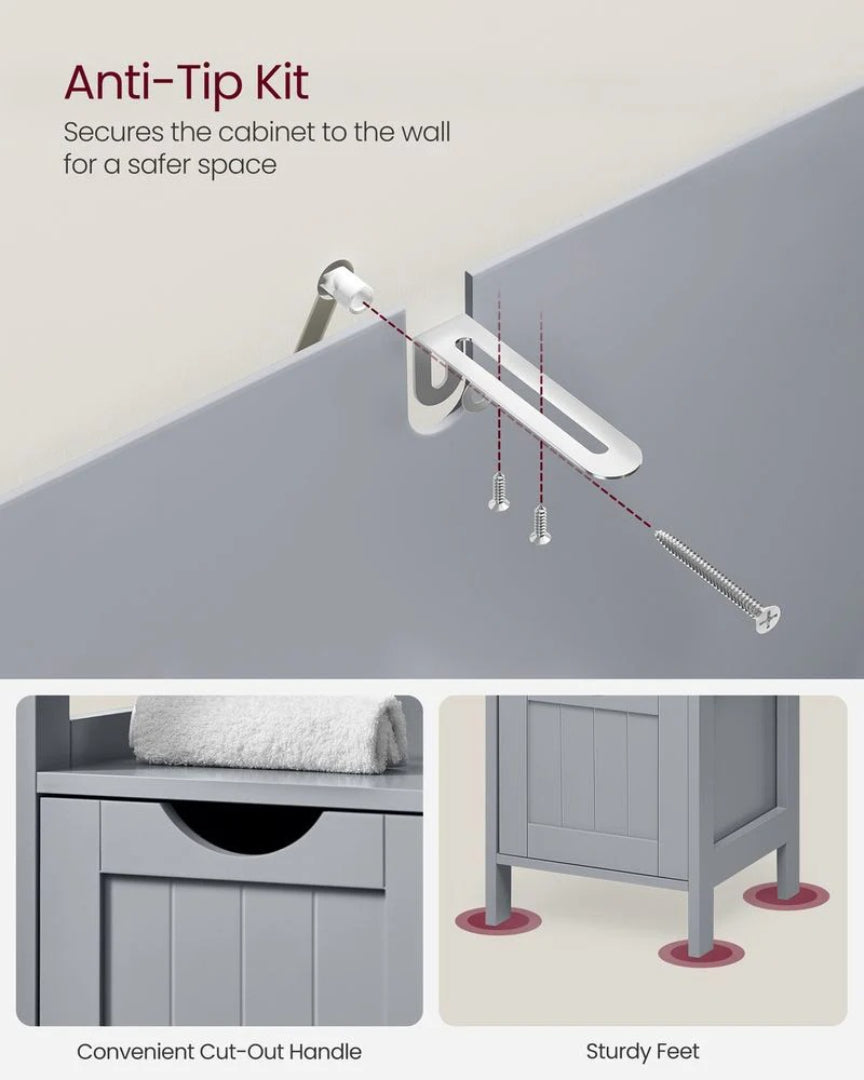 Bathroom Floor Cabinet With 2 Drawers Slim Storage 35in High