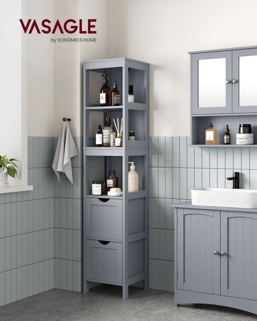 Bathroom Floor Cabinet With 2 Removable Drawers 55.7in High