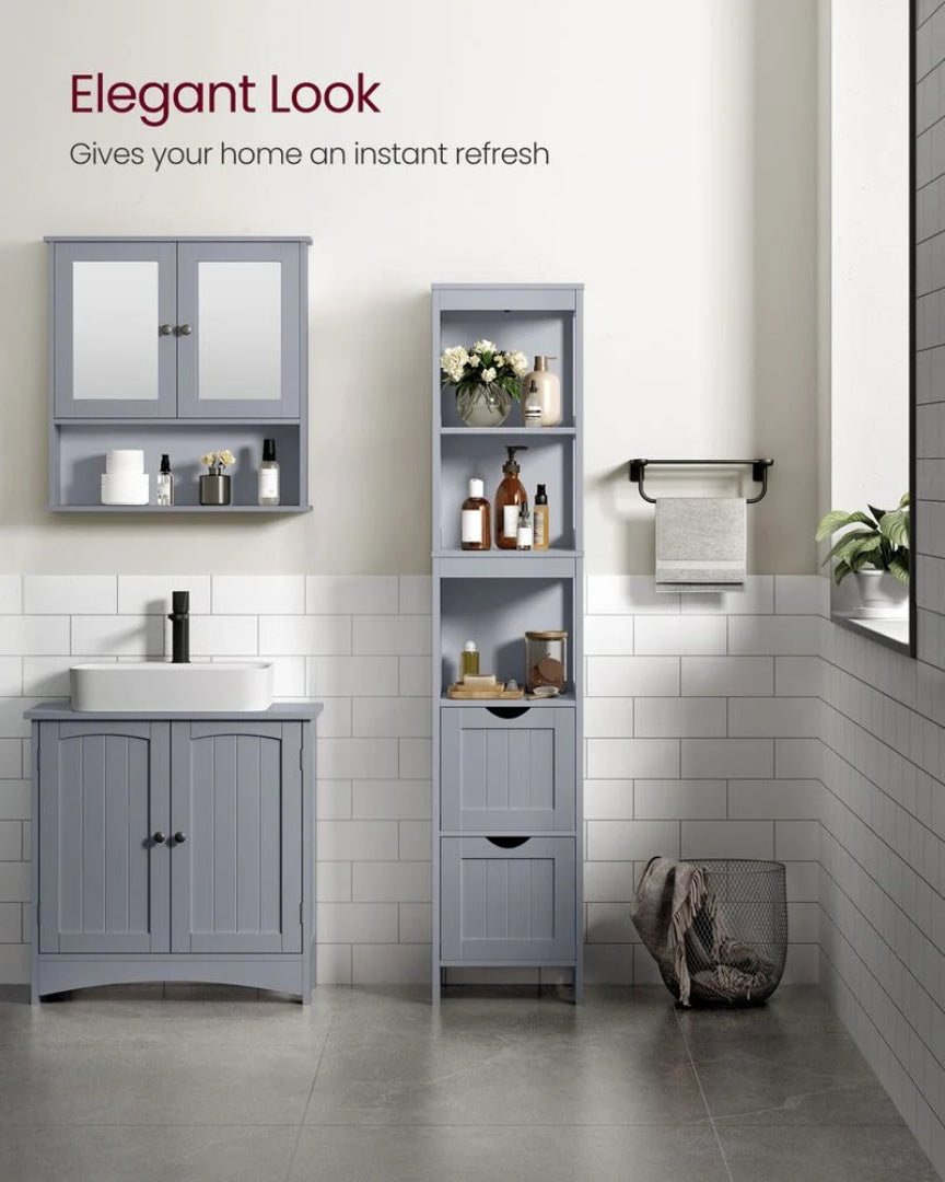 Bathroom Floor Cabinet With 2 Removable Drawers 55.7in High