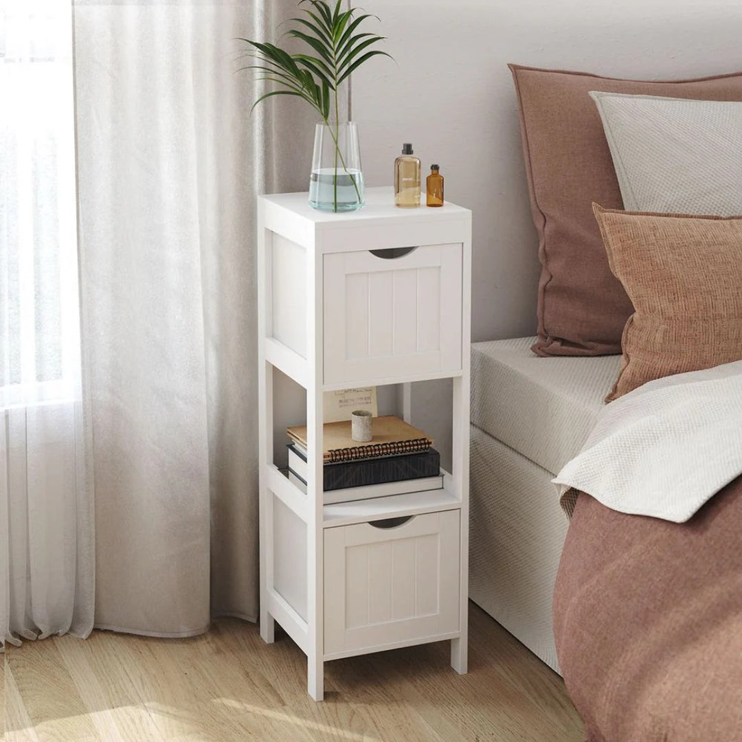 Bathroom Floor Cabinet With 2 Drawers Slim Storage 35in High