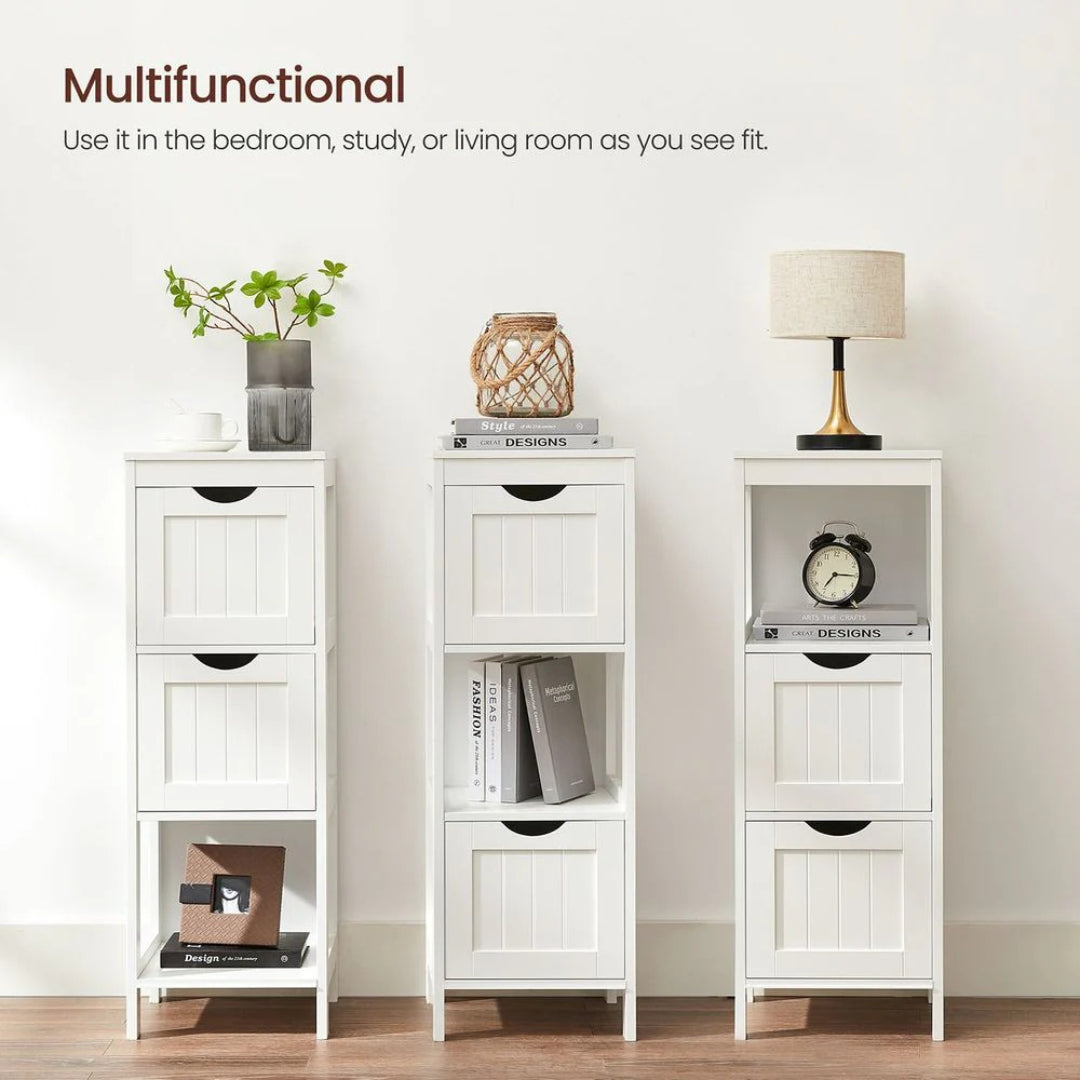Bathroom Floor Cabinet With 2 Drawers Slim Storage 35in High