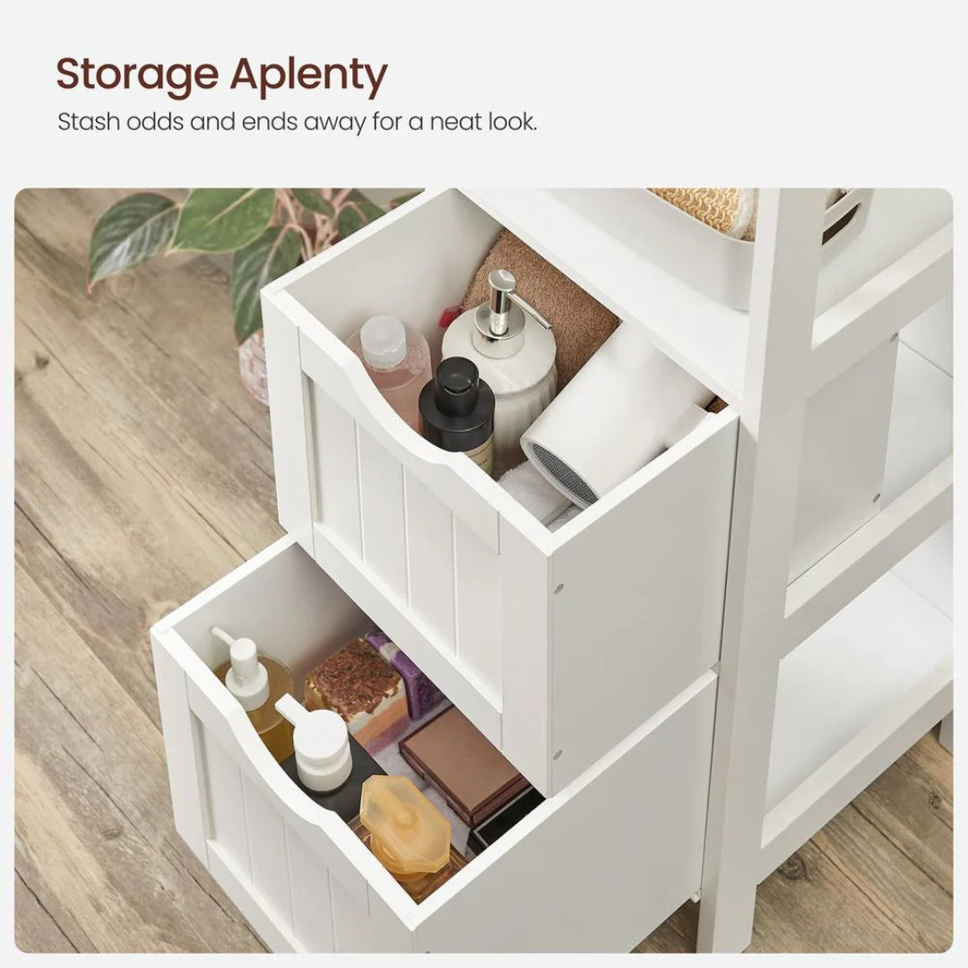 Bathroom Floor Cabinet With 2 Drawers Slim Storage 35in High