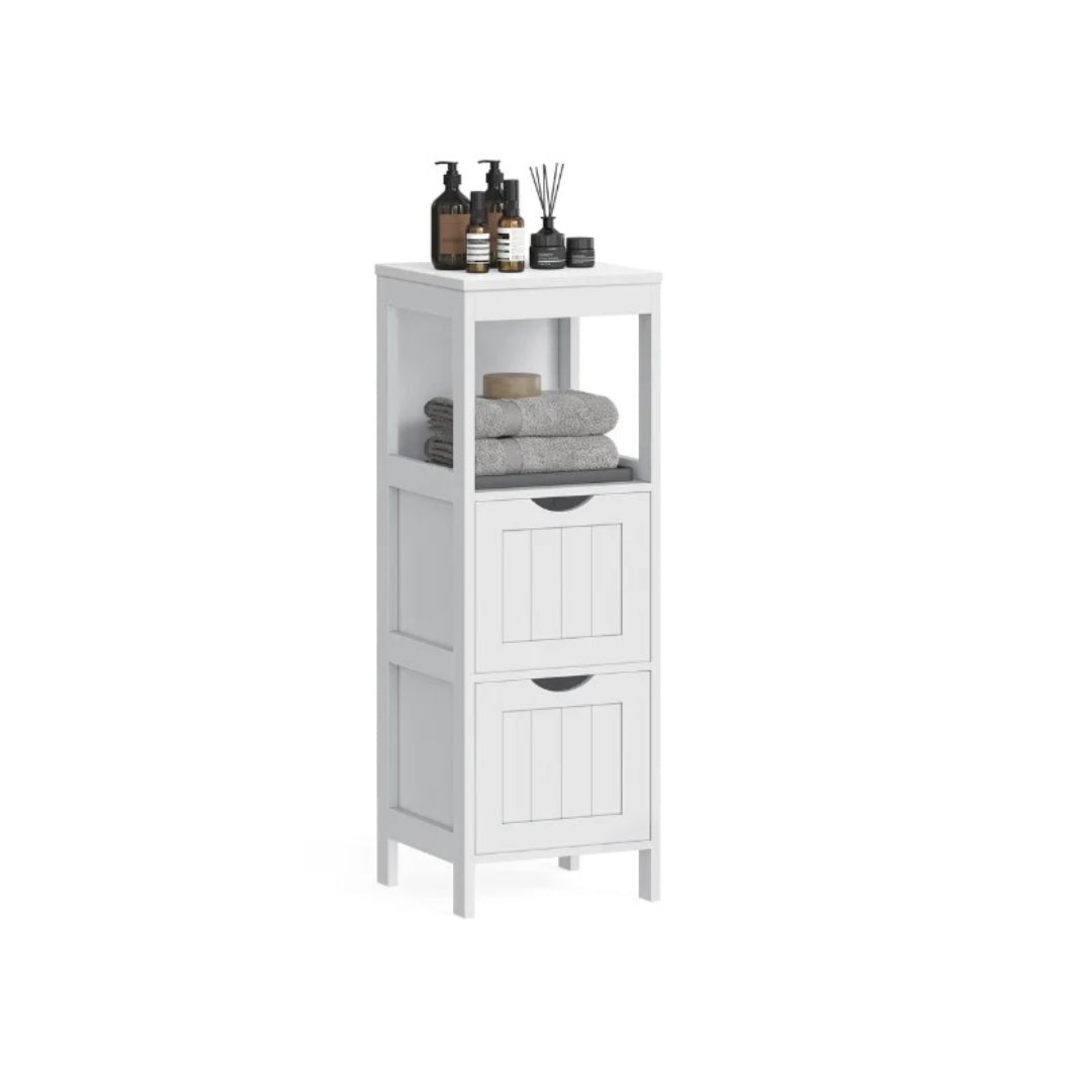 Bathroom Floor Cabinet With 2 Drawers Slim Storage 35in High