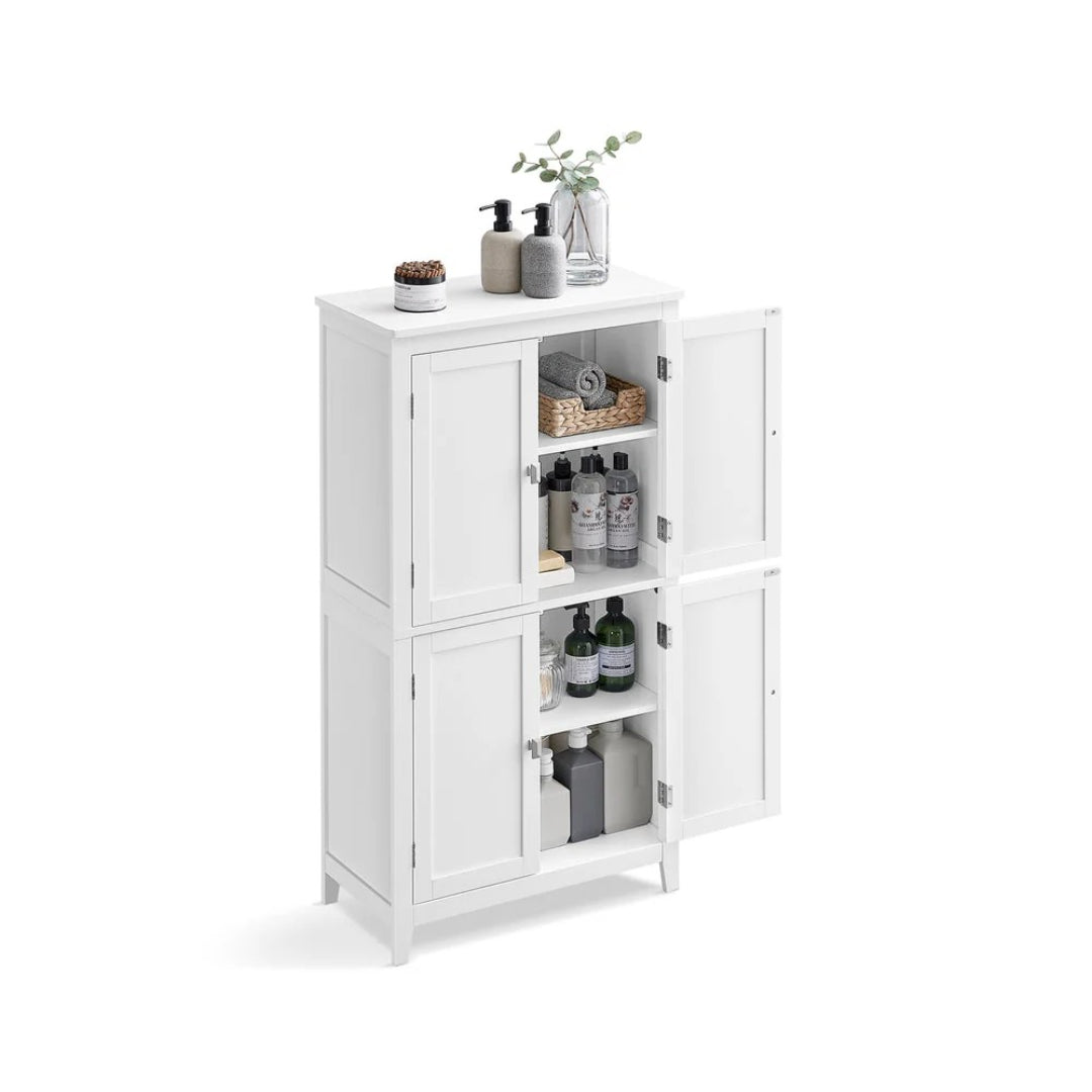 Bathroom Storage Cabinet Floor Cabinet 4 Doors Adjustable Shelves