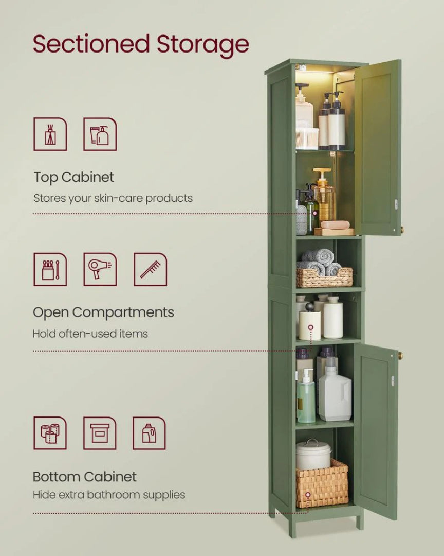 Bathroom Cabinet With Lights Tall Storage Cabinet 66.9in High
