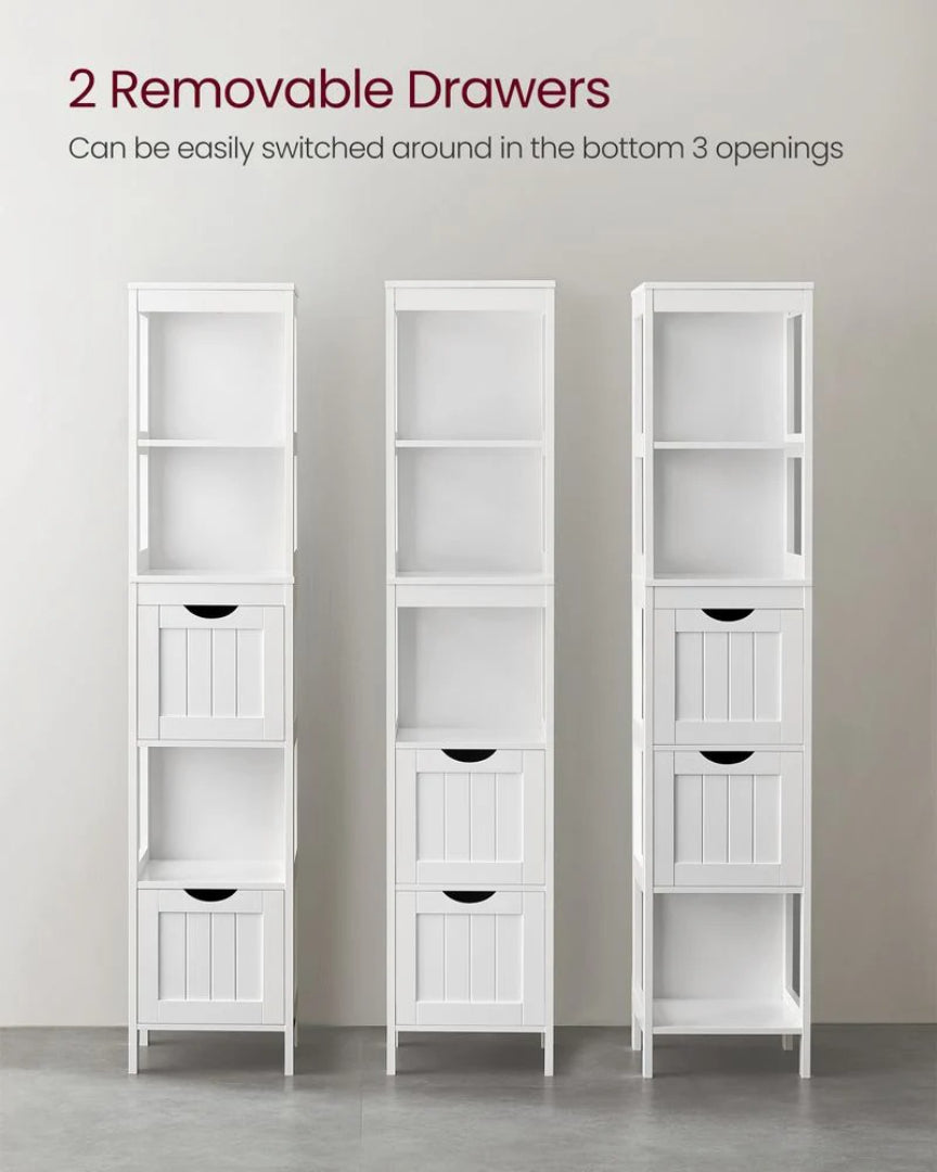Bathroom Floor Cabinet With 2 Removable Drawers 55.7in High