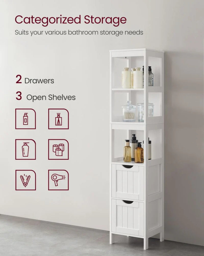 Bathroom Floor Cabinet With 2 Removable Drawers 55.7in High