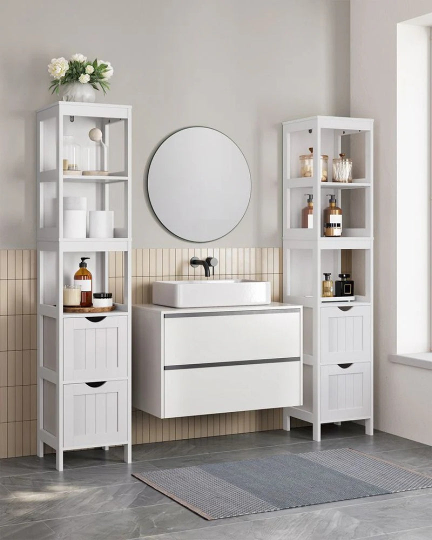 Bathroom Floor Cabinet With 2 Removable Drawers 55.7in High