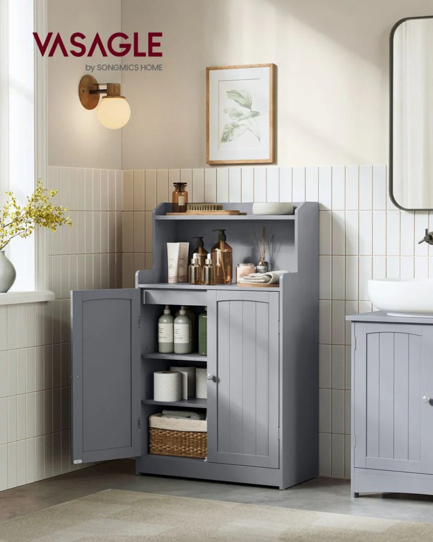 Bathroom Storage Cabinet With 2 Doors Adjustable Shelves