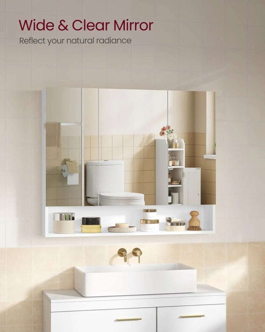 Bathroom Mirror Cabinet With Storage Wall Mounted 35.4in Wide