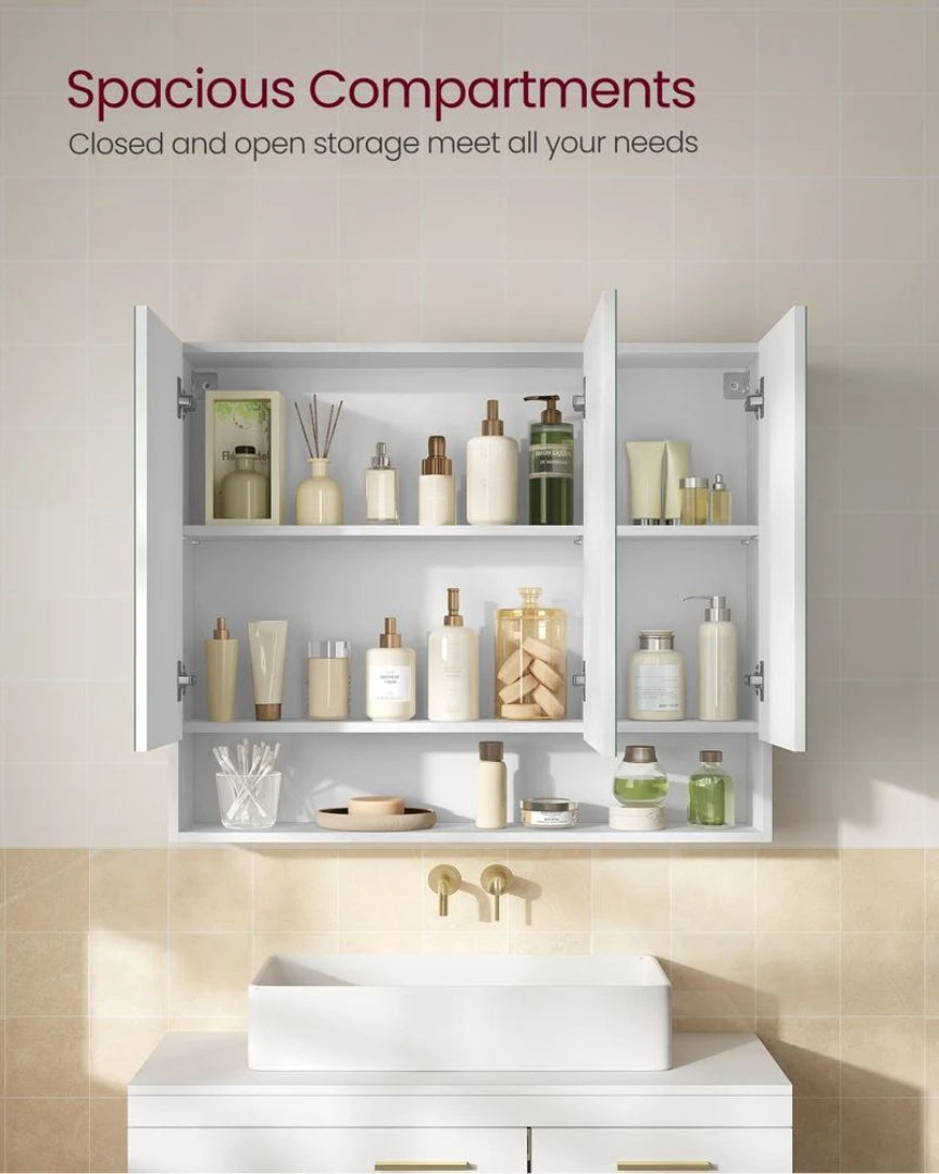 Bathroom Mirror Cabinet With Storage Wall Mounted 35.4in Wide