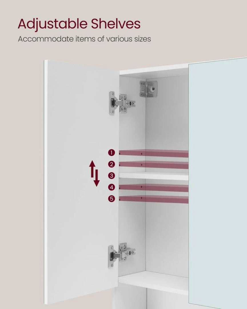 Bathroom Mirror Cabinet With Storage Wall Mounted 35.4in Wide