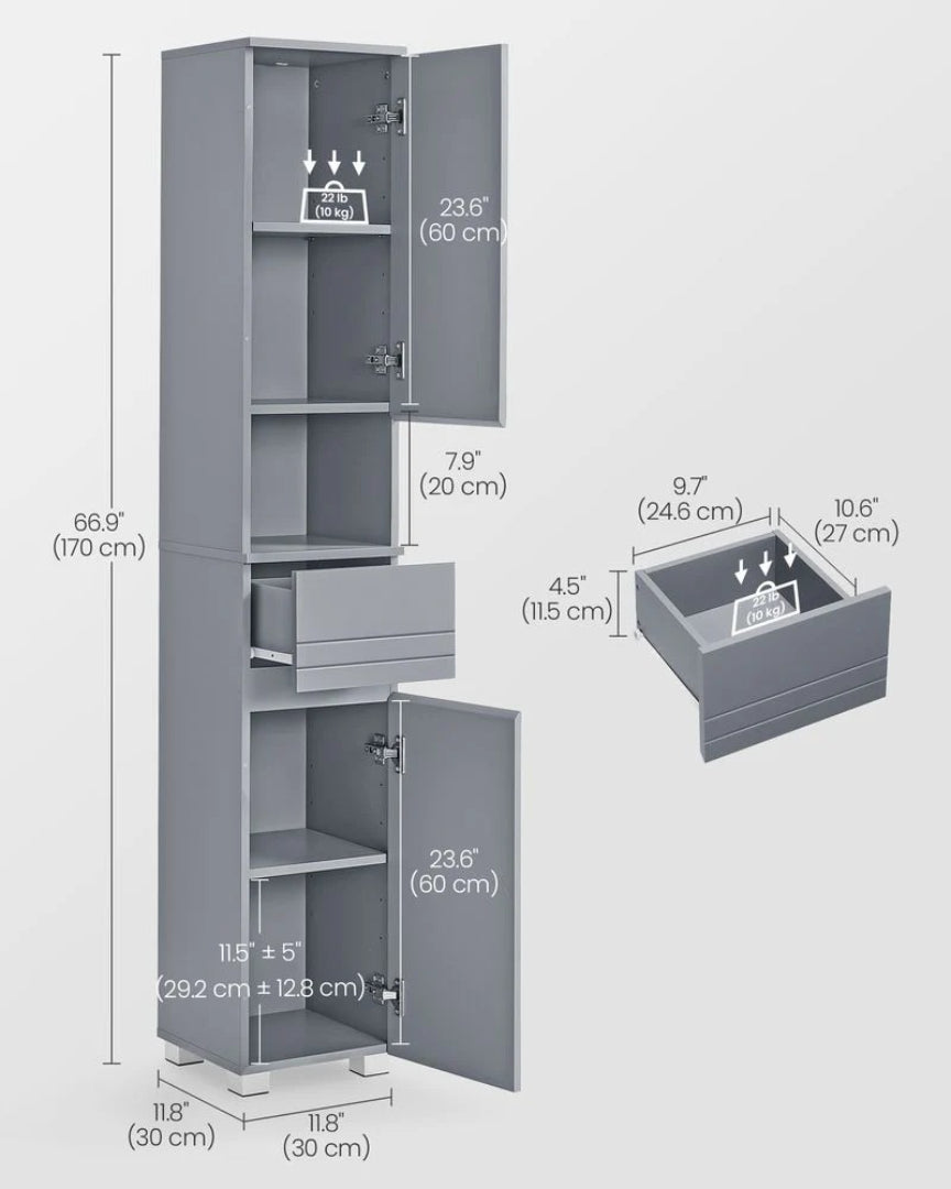 Slim Bathroom Storage Cabinet Tall Floor Cabinet With Drawers