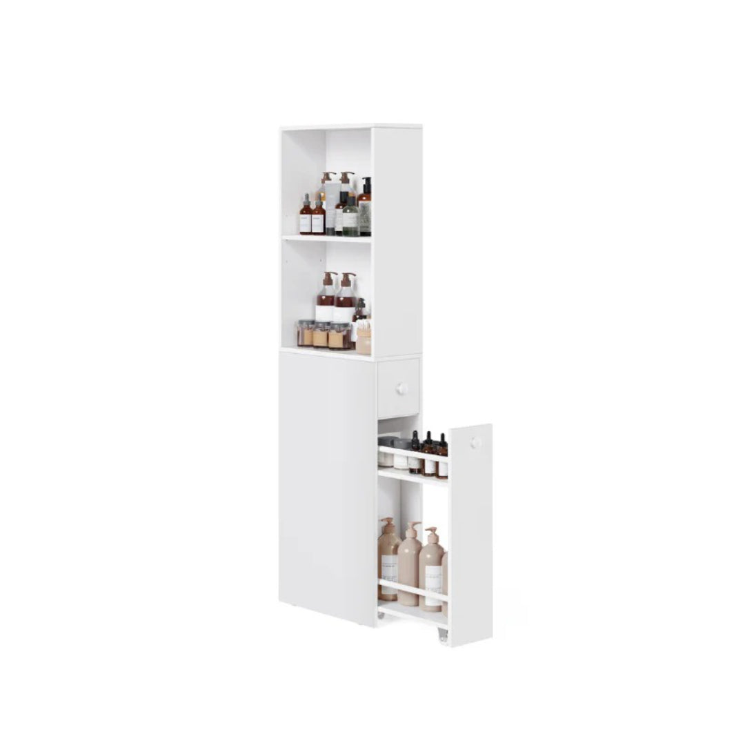 Freestanding Bathroom Cabinet Slim Storage With Drawers 52.9in High