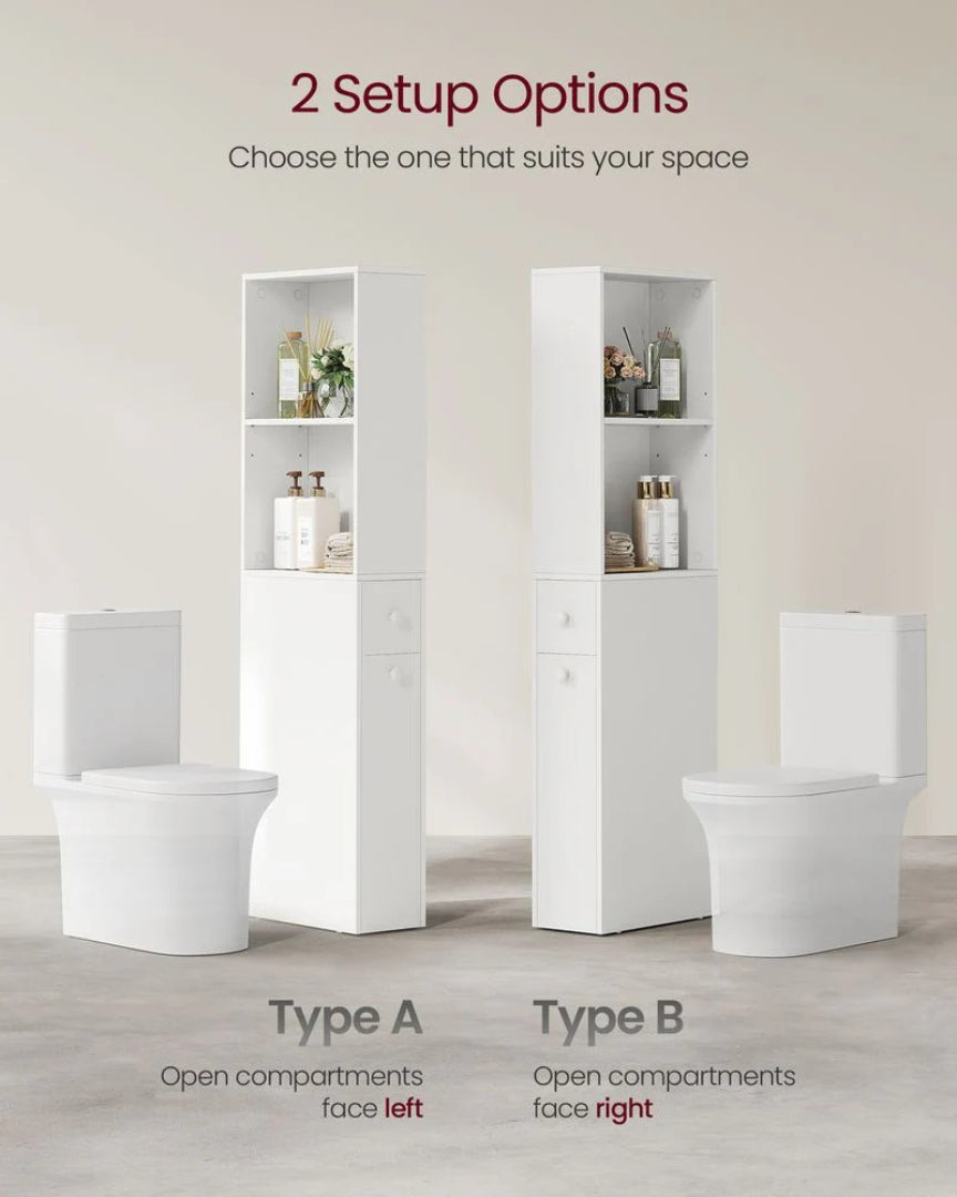 Freestanding Bathroom Cabinet Slim Storage With Drawers 52.9in High