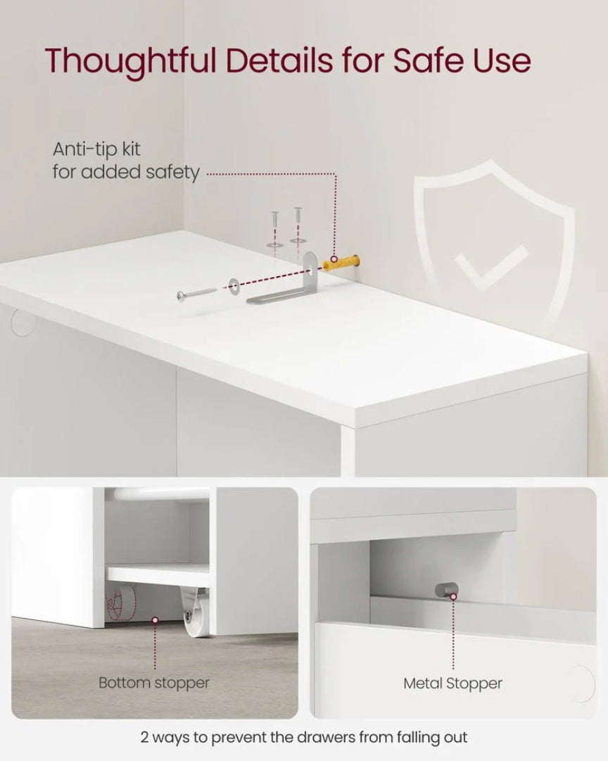 Freestanding Bathroom Cabinet Slim Storage With Drawers 52.9in High