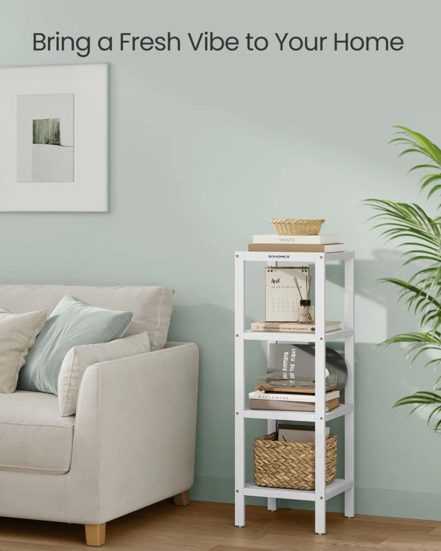 Bathroom Shelf 4-Tier Bamboo Storage Rack 38.6in High