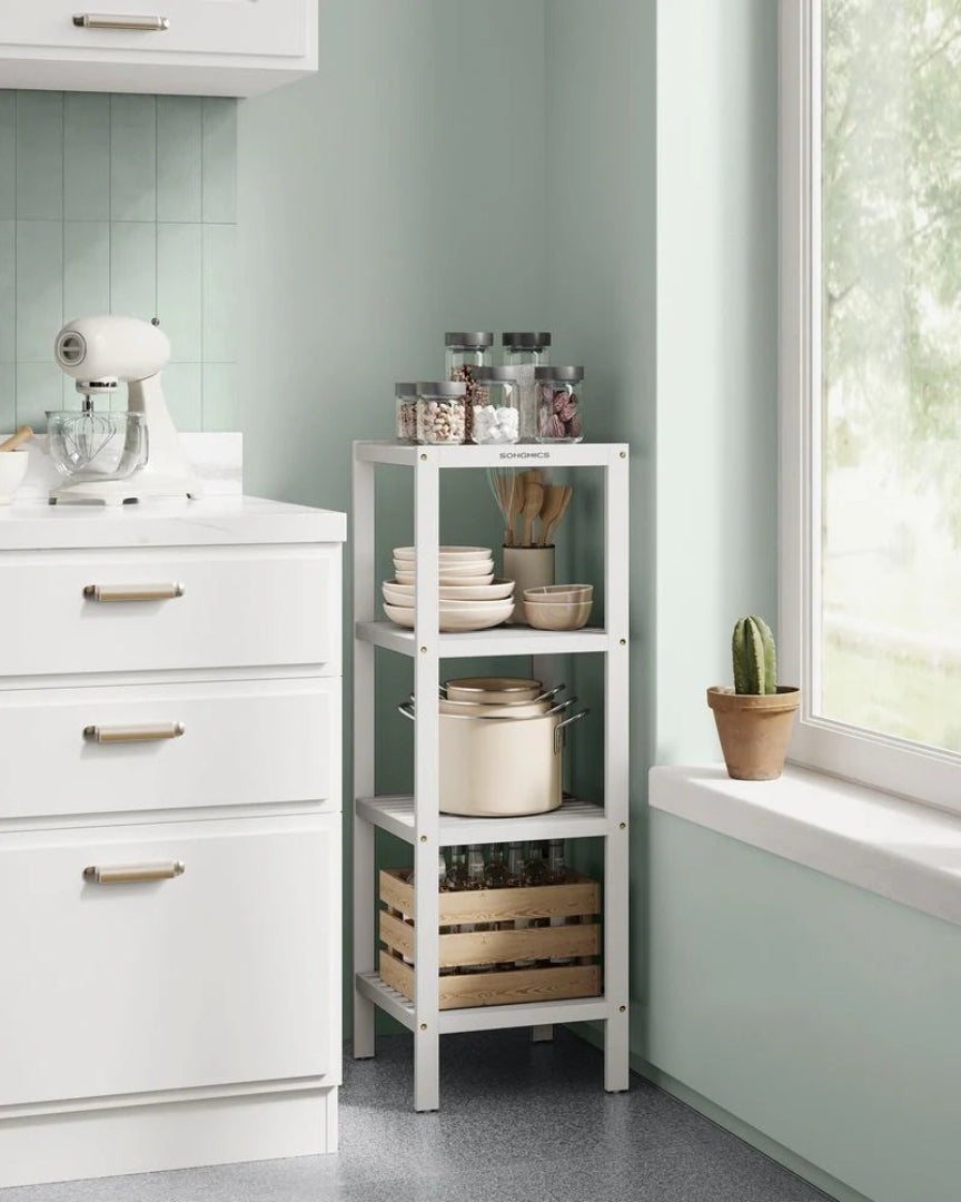 Bathroom Shelf 4-Tier Bamboo Storage Rack 38.6in High