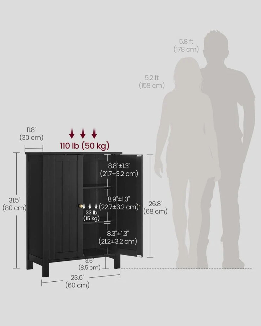 Bathroom Floor Storage Cabinet Freestanding 23.6in Wide