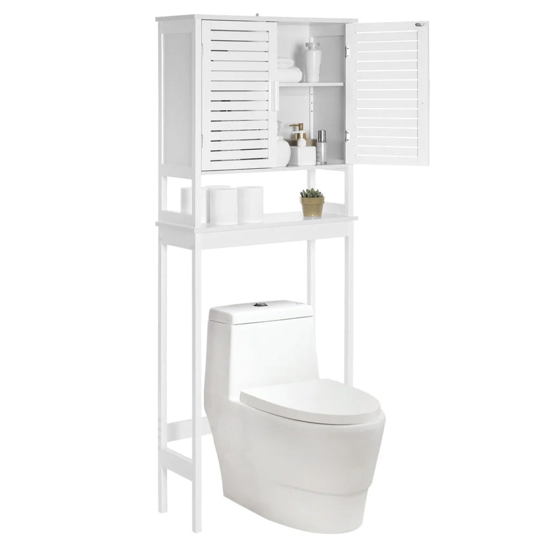 Bamboo Over Toilet Storage Cabinet With Doors And Shelf