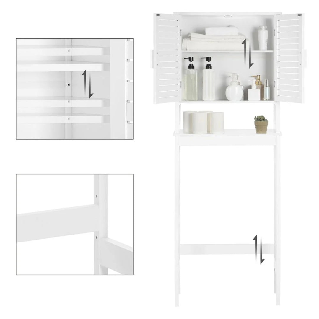 Bamboo Over Toilet Storage Cabinet With Doors And Shelf