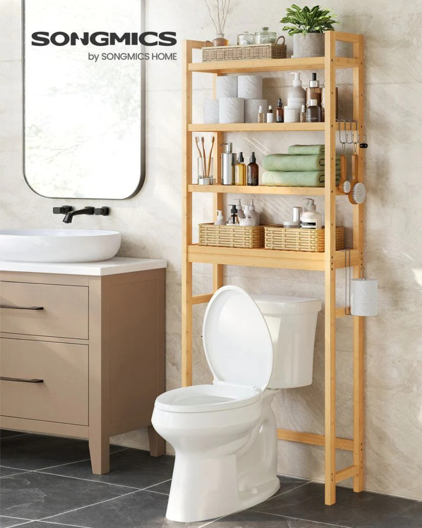 Bamboo Over Toilet Bathroom Organizer 3 Or 4 Tier Shelf