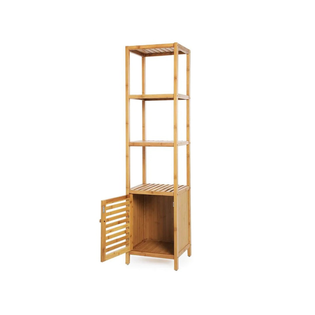 Bathroom Storage Cabinet 4-Tier Bamboo Floor Cabinet 55.5in High