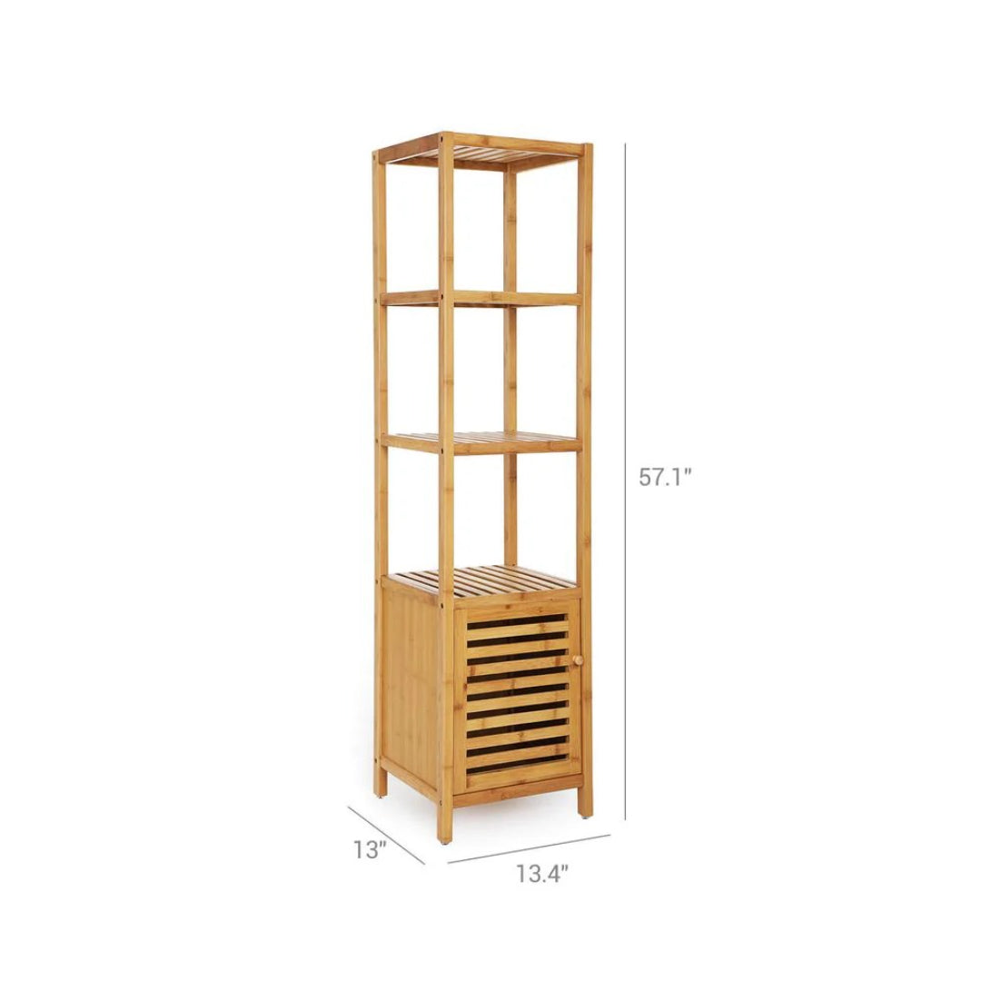 Bathroom Storage Cabinet 4-Tier Bamboo Floor Cabinet 55.5in High