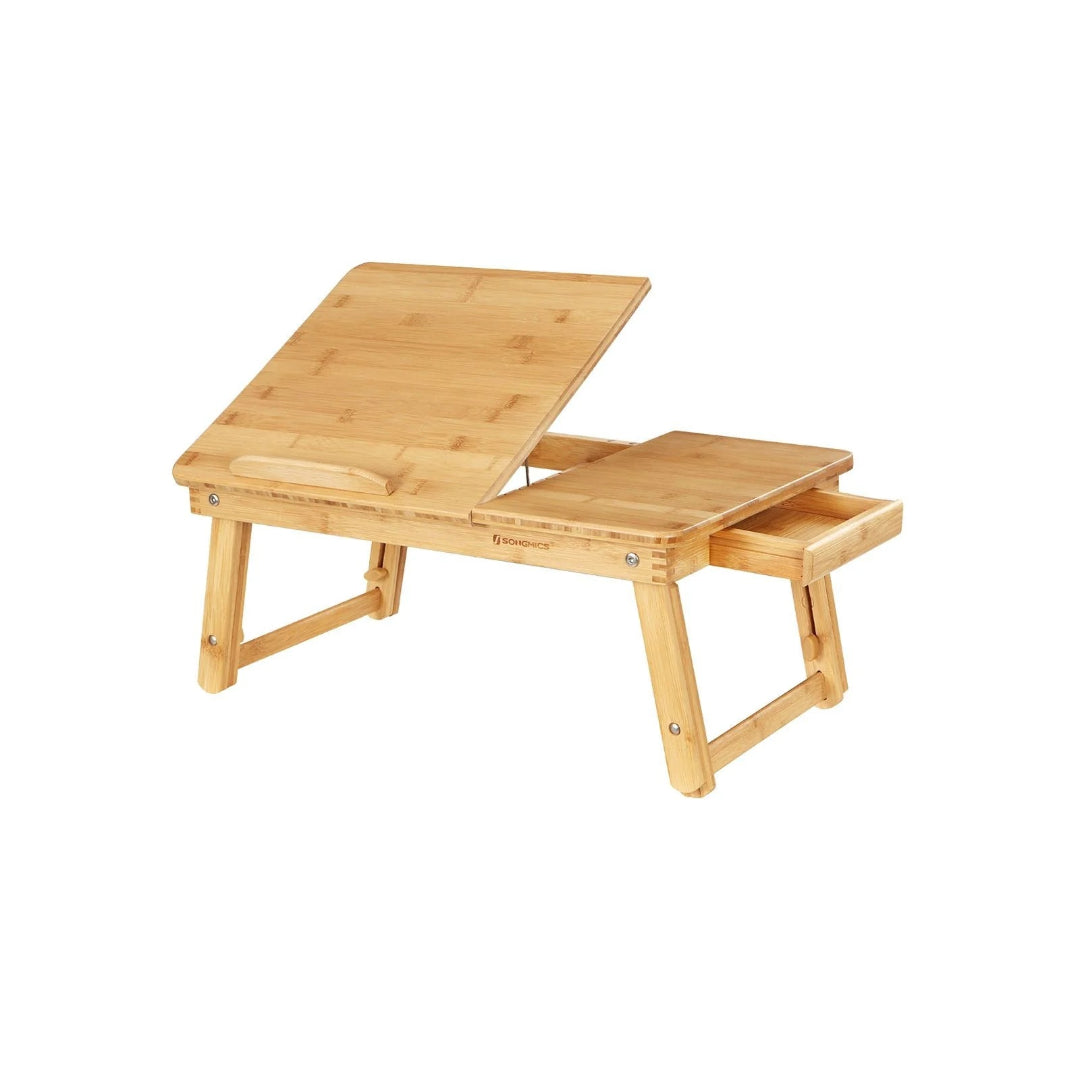 Bamboo Laptop Bed Desk With Tilting Top & Adjustable Height
