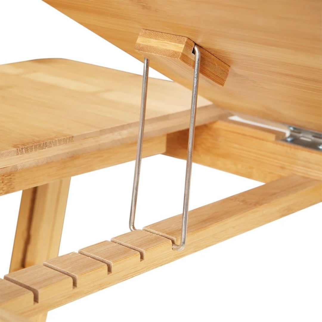 Bamboo Laptop Bed Desk With Tilting Top & Adjustable Height